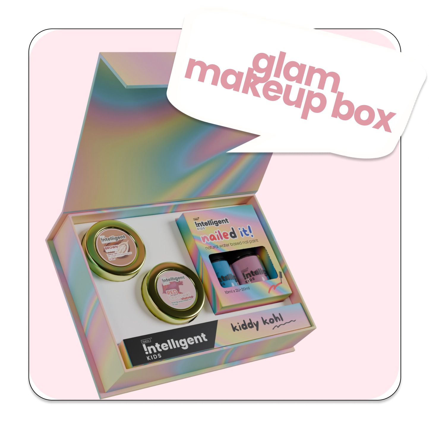 Worried about letting your child use makeup with harmful chemicals? Meet the Tuco Kids Glam Makeup Box, crafted for kids aged 3+. Includes Beetroot & Cocoa Triple Tint for lips, cheeks, and eyes, Kiddy Kohl for non-toxic eye care, and Peel-Off Nail Paint for chemical-free fun. Free from toxins, parabens, and harsh chemicals, it’s safe, gentle, and perfect for dress-up time!







