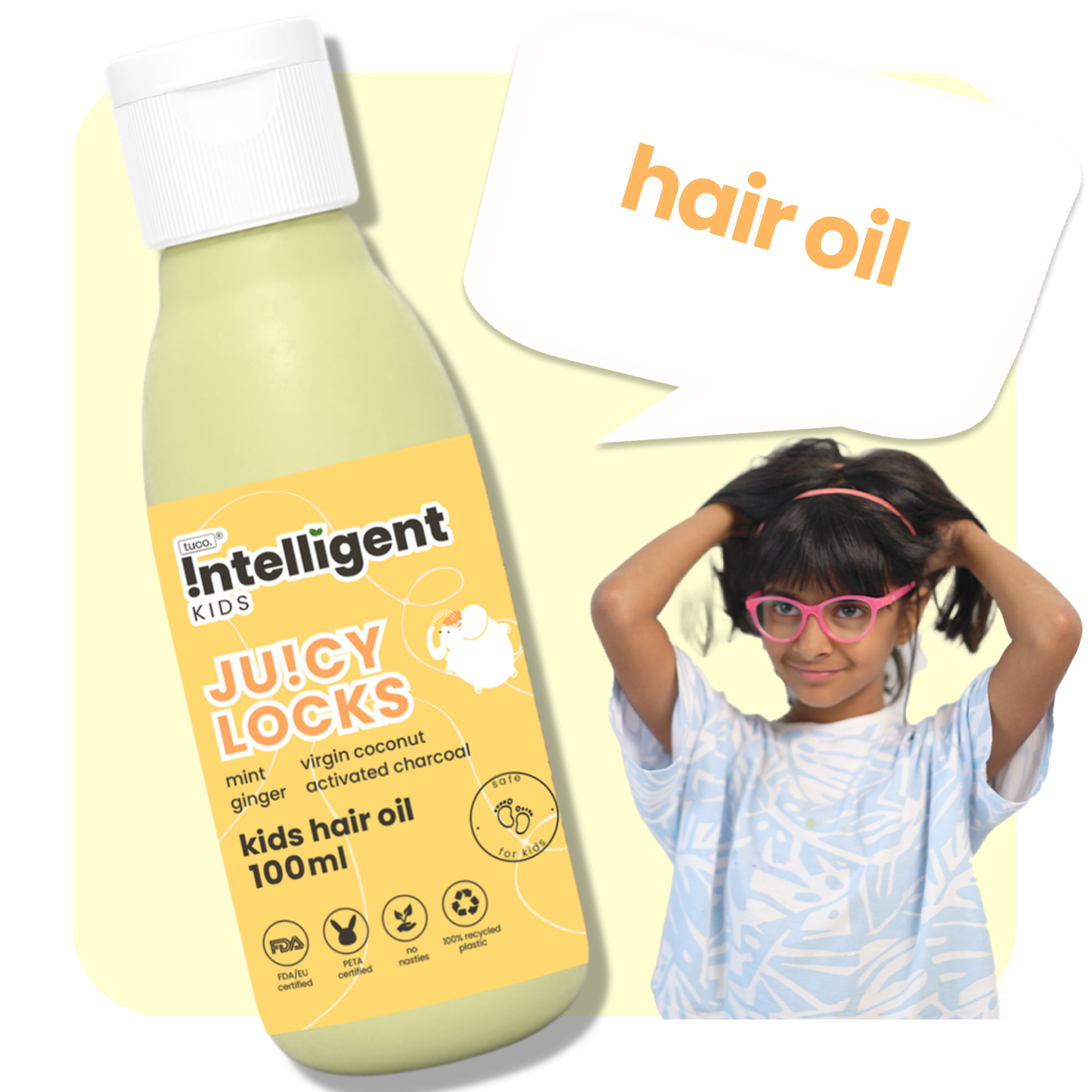 Tired of dry, unruly hair and dandruff in kids? Try Juicy Locks Hair Oil, crafted for kids aged 3-15. Enriched with Mint, Ginger, and Coconut Oil, it soothes irritation, reduces flakes, and nourishes delicate scalps. Free from harsh chemicals, it leaves hair soft, shiny, and easy to manage. Safe, gentle, and mom-approved!







