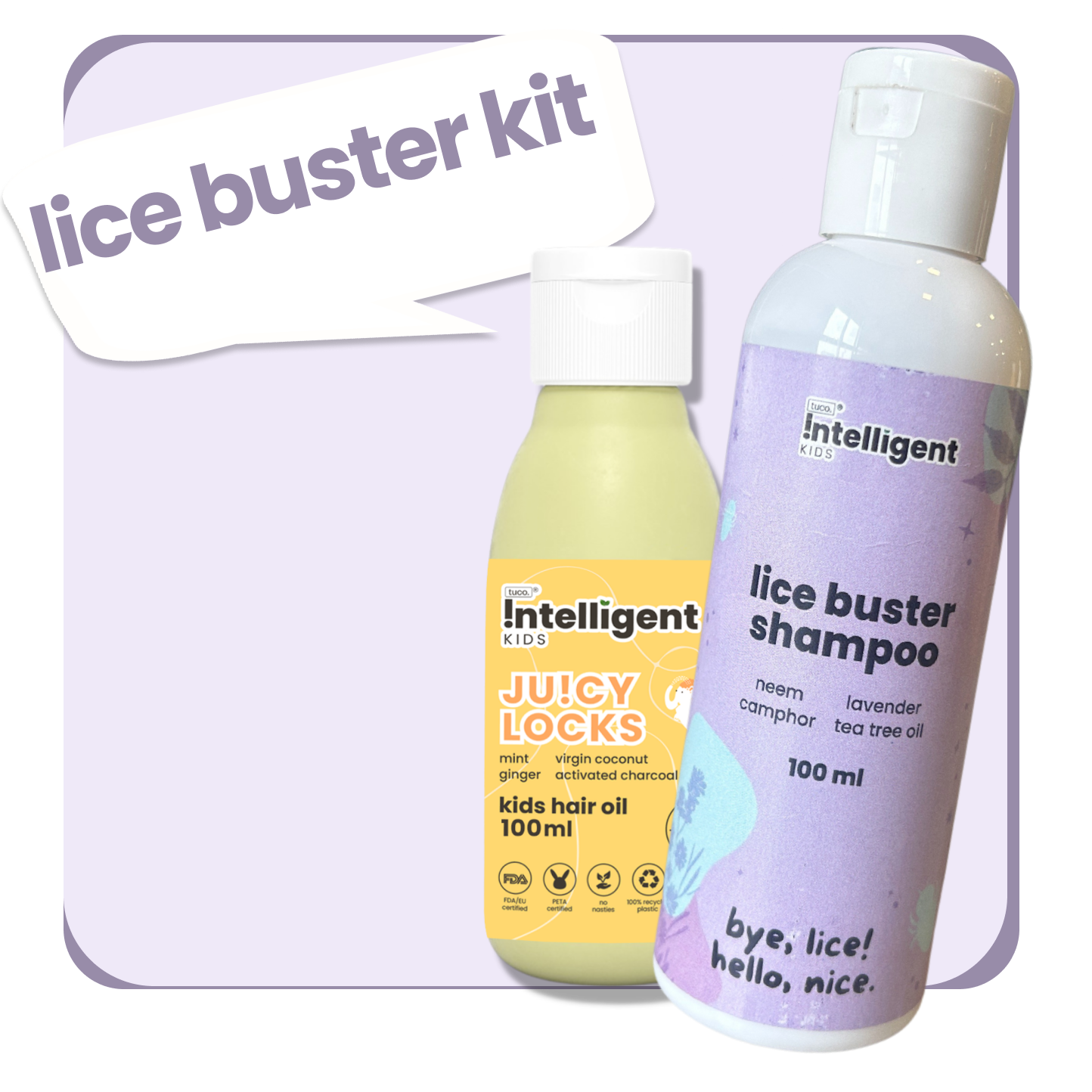 Say goodbye to lice and itchy scalps with the Tuco Kids Lice Buster Kit! Designed for kids aged 3–15, it includes a gentle hair oil and shampoo enriched with Camphor, Neem, Tea Tree Oil, and Lavender to fight lice, soothe irritation, and keep hair soft and manageable. Free from SLS, Parabens, and Phthalates, it’s eco-friendly, cruelty-free, and perfect for delicate scalps!







