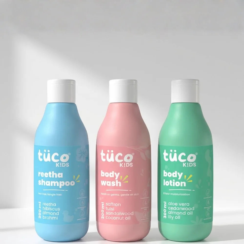 Natural & Safe Body Essentials for Kids: Shampoo+ Bodywash+ Body Lotion