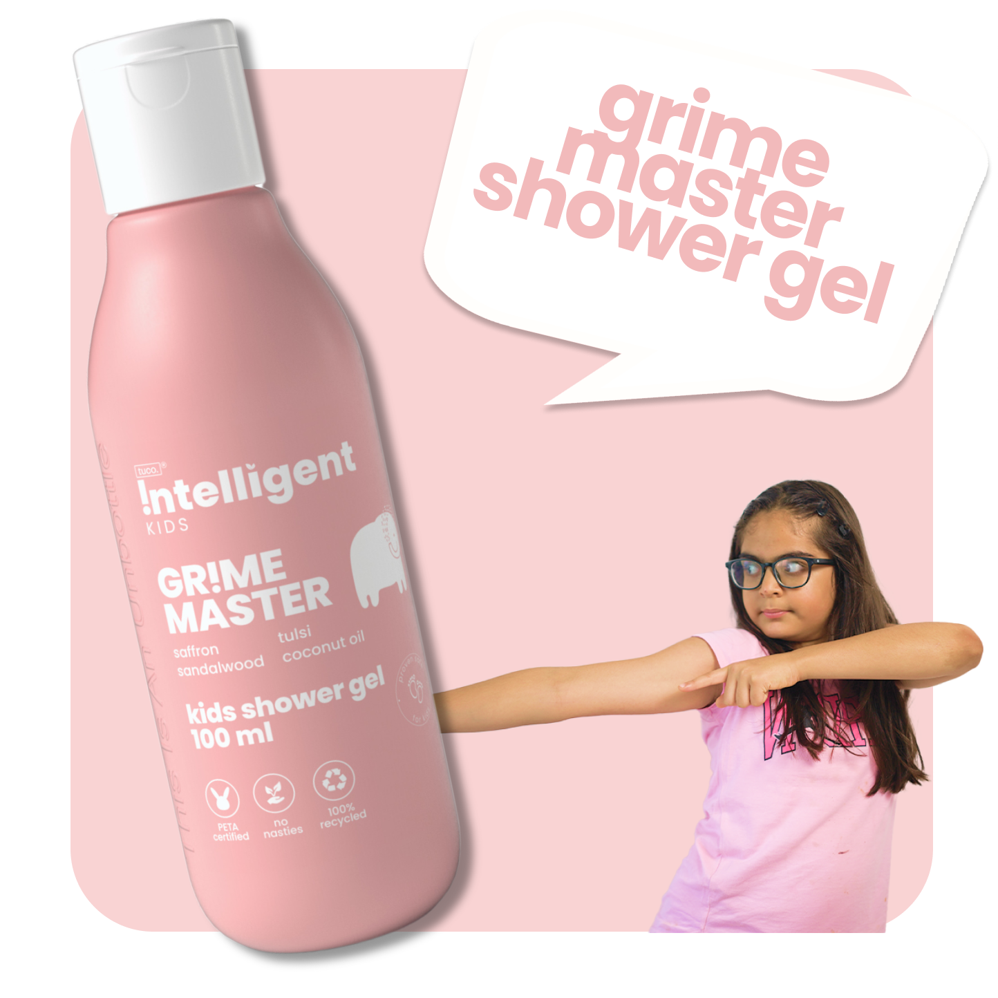 Transform bath time with Grime Master Shower Gel, enriched with Tulsi, Saffron, and Sandalwood. This gentle formula detans, soothes, and hydrates, leaving kids' skin soft, fresh, and radiant. Perfect for daily use and all skin types, it’s a natural, nourishing way to keep your child’s skin healthy. Moms love its gentle care!







