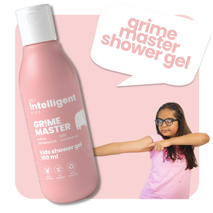 Transform bath time with Grime Master Shower Gel, enriched with Tulsi, Saffron, and Sandalwood. This gentle formula detans, soothes, and hydrates, leaving kids' skin soft, fresh, and radiant. Perfect for daily use and all skin types, it’s a natural, nourishing way to keep your child’s skin healthy. Moms love its gentle care!







