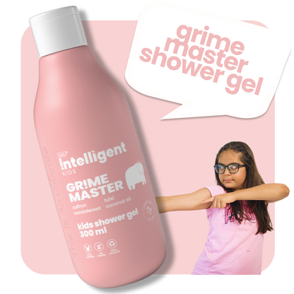 Transform bath time with Grime Master Shower Gel, enriched with Tulsi, Saffron, and Sandalwood. This gentle formula detans, soothes, and hydrates, leaving kids' skin soft, fresh, and radiant. Perfect for daily use and all skin types, it’s a natural, nourishing way to keep your child’s skin healthy. Moms love its gentle care!







