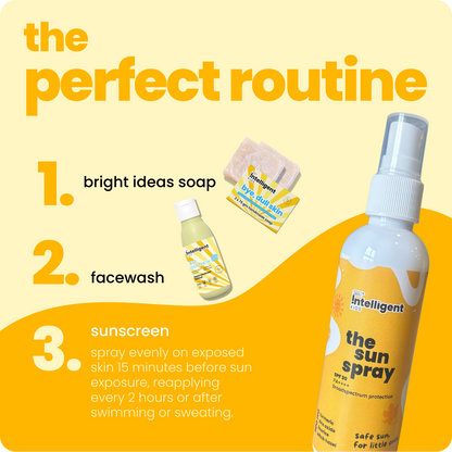 Protect your child's skin with Tuco Intelligent Sun-Spray SPF 30, crafted for kids aged 3+. Infused with Turmeric to brighten and Mango Butter to hydrate, this lightweight, non-greasy sunscreen spray offers easy, independent application. Free from SLS, Parabens, and Phthalates, PETA Certified, and eco-friendly—safe, effective sun care in 100% recycled packaging!







