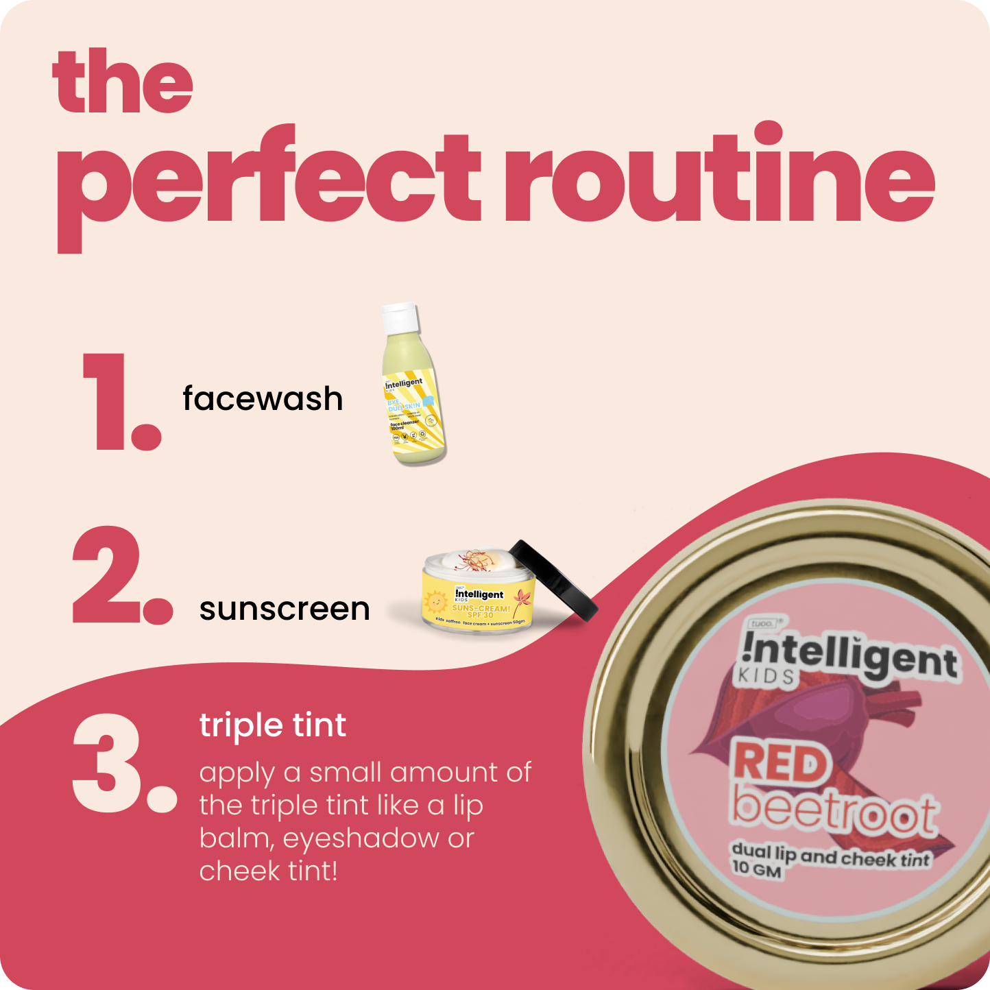 Tuco Kids Triple Tint : The product is made with natural ingredients like beetroot, shea butter, and beeswax, providing a safe and chemical-free option for kids' makeup. Suitable for use on lips, cheeks, and eyelids, this tint adds a subtle flush of color while nourishing and hydrating the skin. Perfect for playtime or special occasions, it's a gentle and versatile choice for young ones.