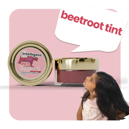 Tuco Intelligent Triple Tint : The product is made with natural ingredients like beetroot, shea butter, and beeswax, providing a safe and chemical-free option for kids' makeup. Suitable for use on lips, cheeks, and eyelids, this tint adds a subtle flush of color while nourishing and hydrating the skin. Perfect for playtime or special occasions, it's a gentle and versatile choice for young ones.
