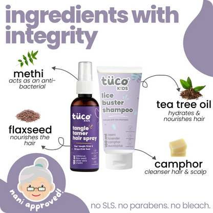 natural lice shampoo + hair detangler for kids — before and after results | Tuco Kids