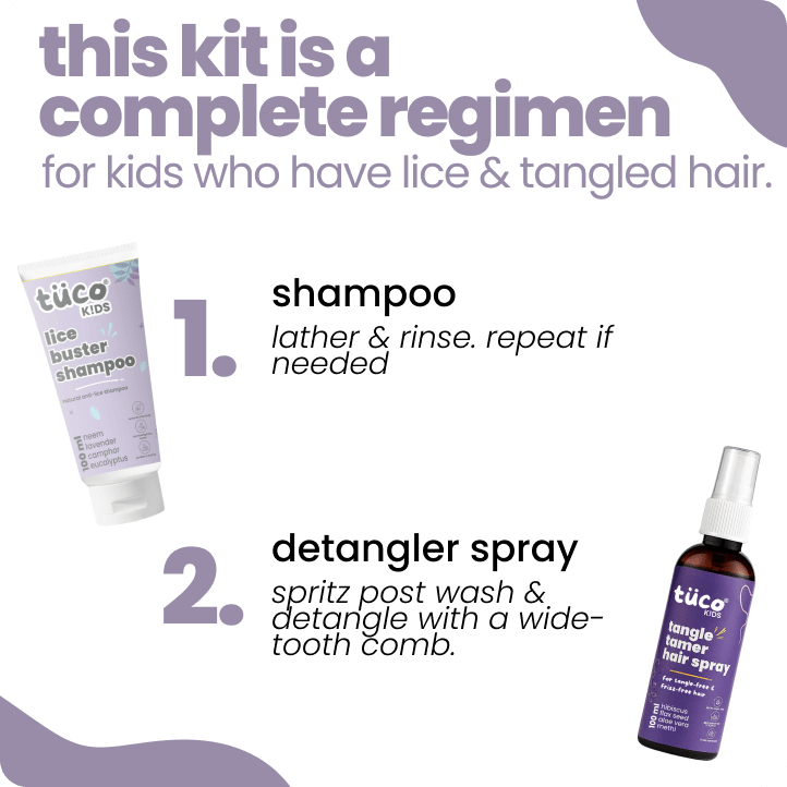 natural lice shampoo + hair detangler for kids — how to use | Tuco Kids