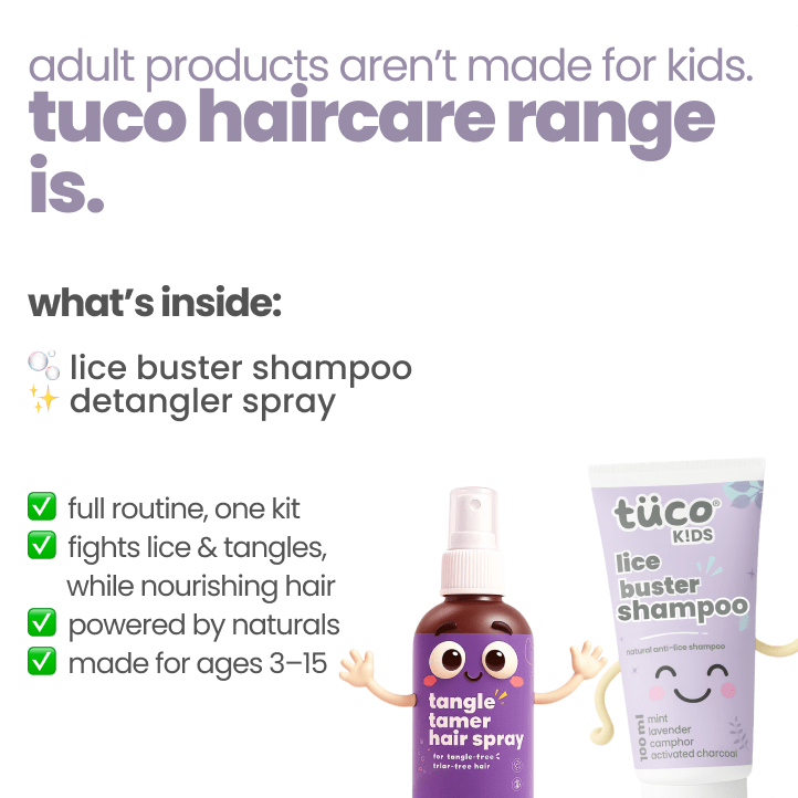 natural lice shampoo + hair detangler for kids — key ingredients | Tuco Kids