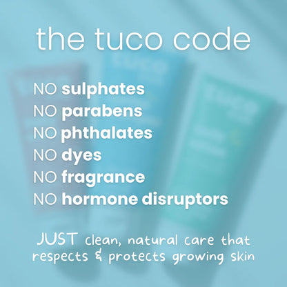 Tuco Kids Aqua Fresh Kit has no sulphates, parabens, phthalates, dyes, fragrance or hormone disruptors