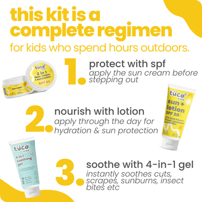 Beat The Heat Kit for Kids SPF 50 — how to use | Tuco Kids