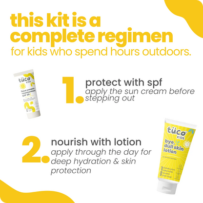 Bye, Dull Skin Gentle Kit Lotion + Sunscreen SPF30 — how to use | Tuco Kids