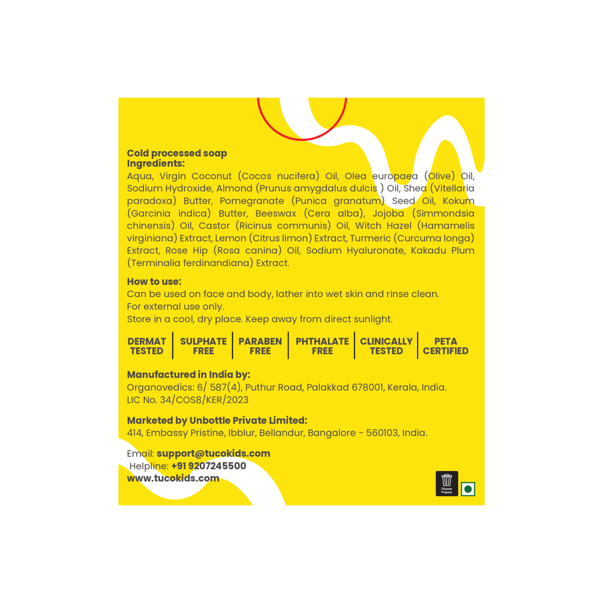Bye Dull Skin Soap Pack of 3 — back of pack, ingredients & product details | Tuco Kids