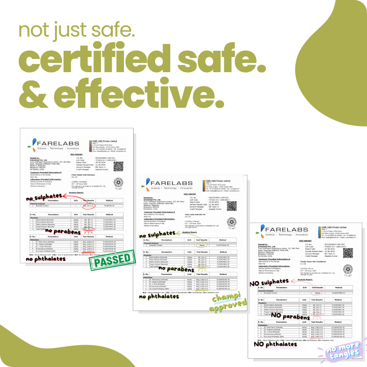 Certified safe - Tuco Kids anti dandruff shampoo for kids Farelabs tested, no sulphates or parabens