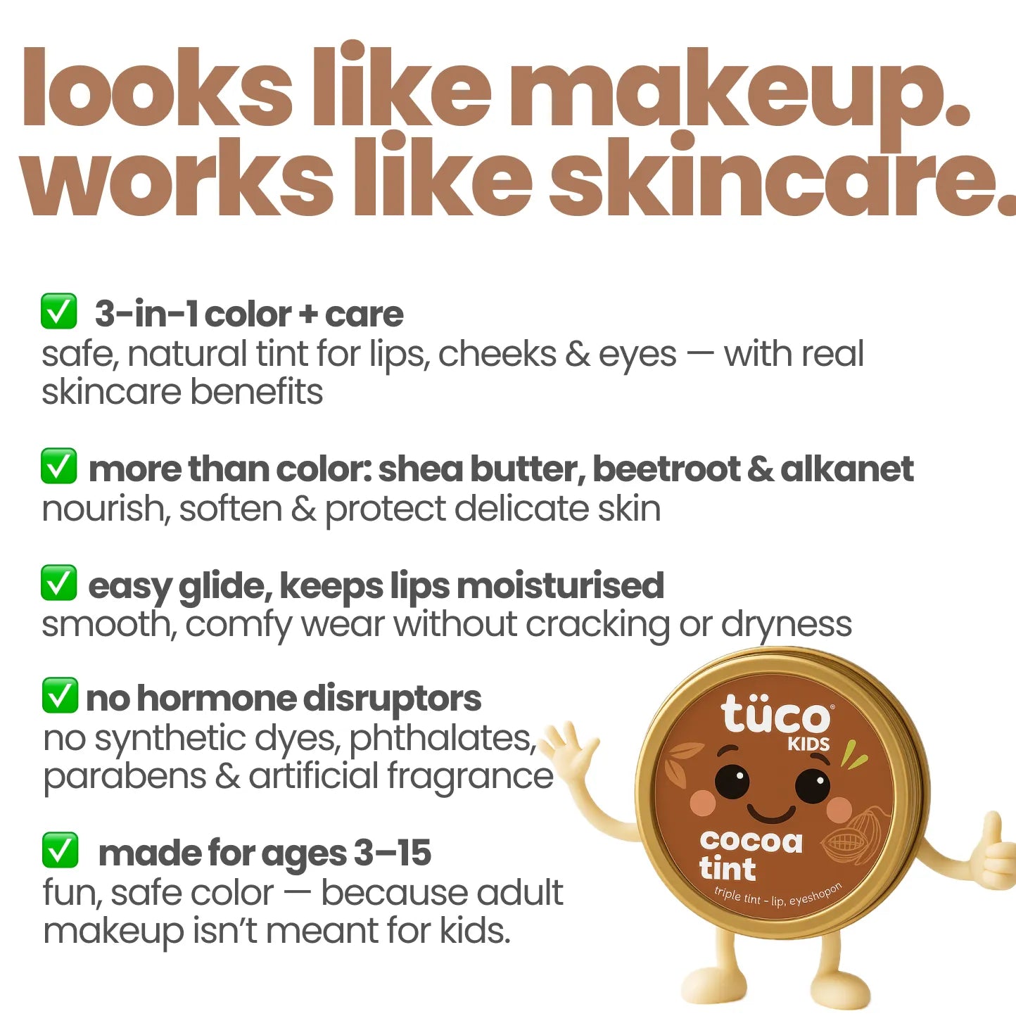 Cocoa Lip Cheek Eye Tint | Tuco Kids