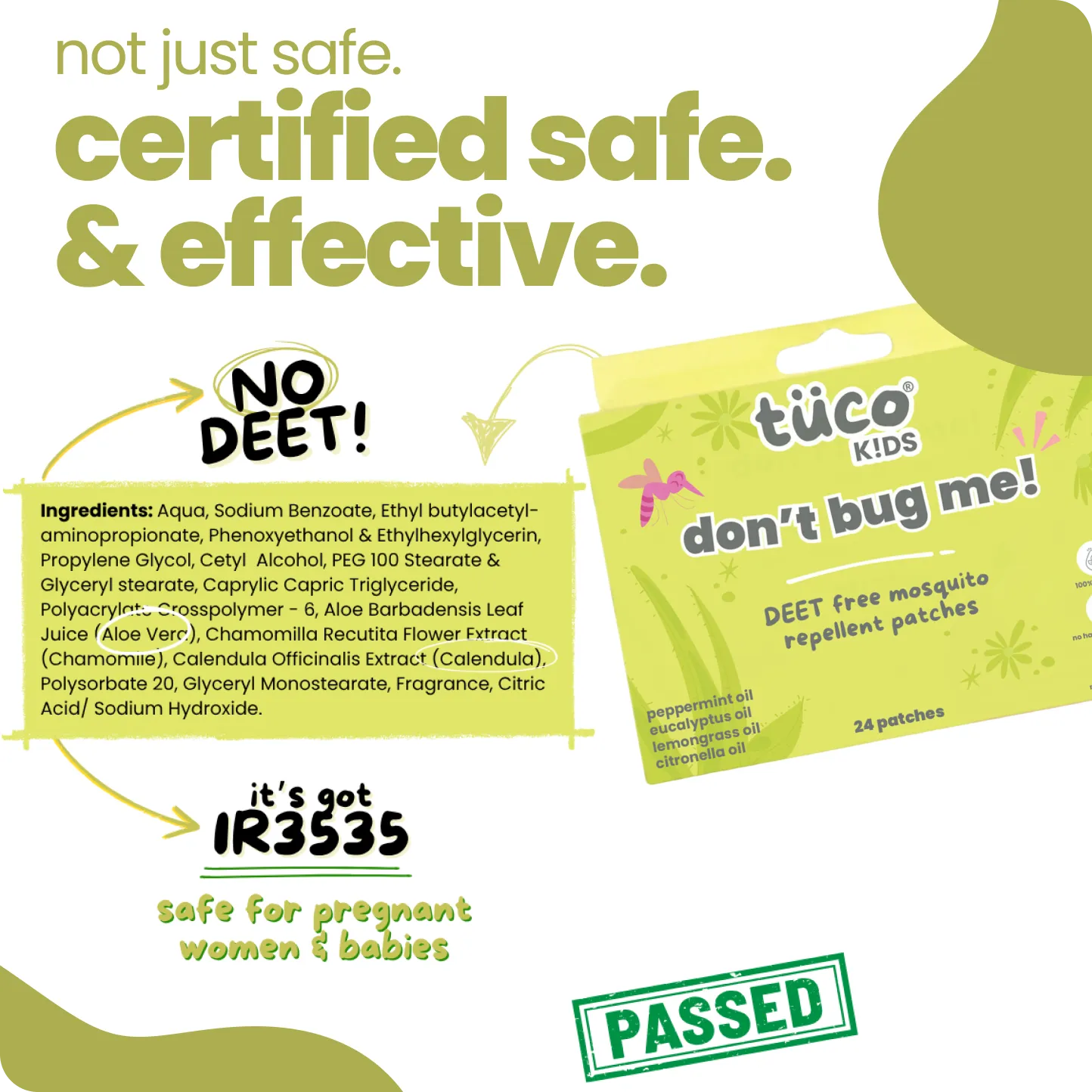 Safe Mosquito Repellent Patches for Kids [Pack of 2 - 24 patches] — safe for kids ingredients | Tuco Kids
