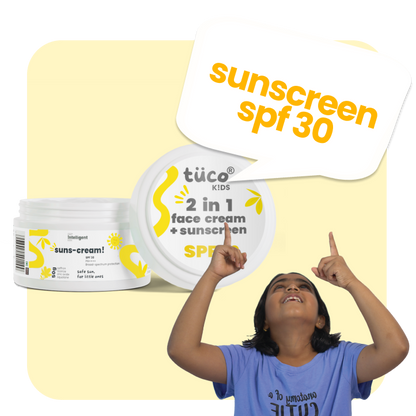 The sunscreen is chemical-free and safe for kids, offering protection against harmful UV rays while nourishing the skin. The saffron soothes, sandalwood cools, and cedarwood oil moisturizes, ensuring gentle care for delicate skin. Enjoy worry-free outdoor play with this skin-loving sunscreen.