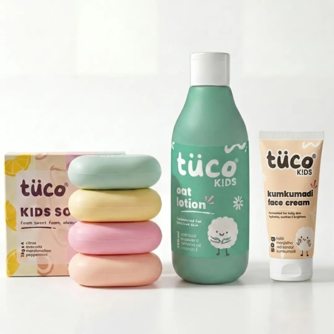 3-in-1 Bath Kit for Kids — Daily Soap, Kumkumadi Lotion & Shower Gel | Tuco Kids