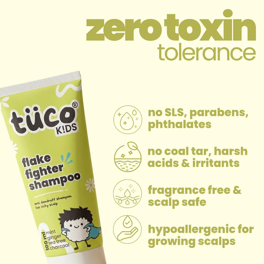 Flake Fighter Anti Dandruff Shampoo. (100ml) — safe for kids ingredients | Tuco Kids