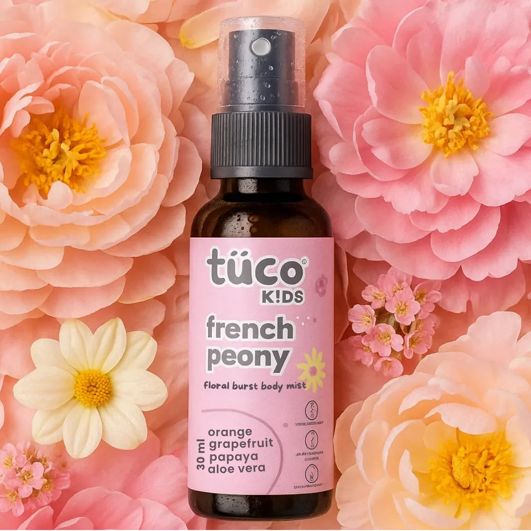 Tuco Kids french peony floral burst kids body mist 30ml - orange, grapefruit, papaya, aloe vera