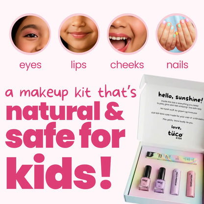 Tuco Kids Glam Makeup Kit covers eyes, lips, cheeks and nails – natural and safe makeup for kids in gift-ready box