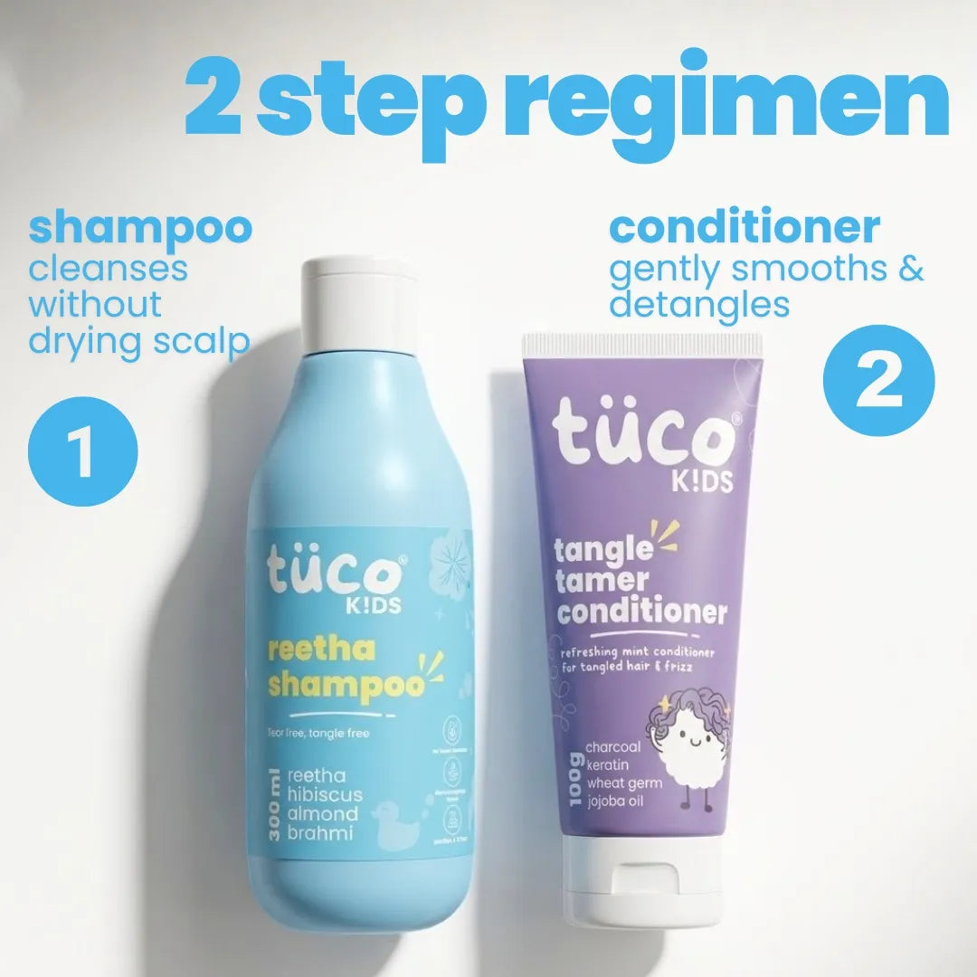 Haircare Combo: Shampoo 300ml + Conditioner 100g — how to use | Tuco Kids