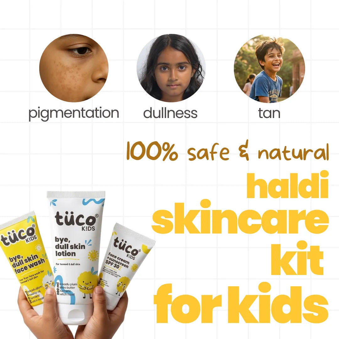 Haldi skincare kit for kids treats pigmentation, dullness and tan naturally – Tuco Kids SPF 30