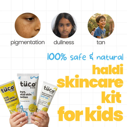 Haldi skincare kit for kids treats pigmentation, dullness and tan naturally – Tuco Kids SPF 50