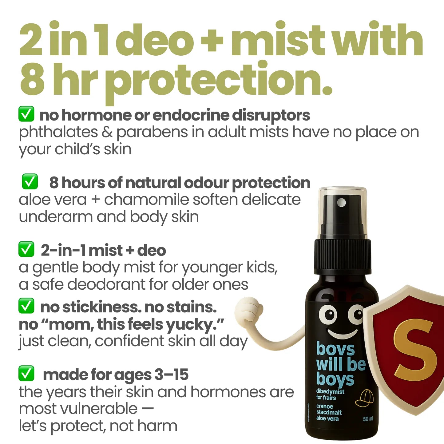 Tuco Kids kids body mist for boys - 2-in-1 deo and mist with 8 hour protection, no hormone disruptors