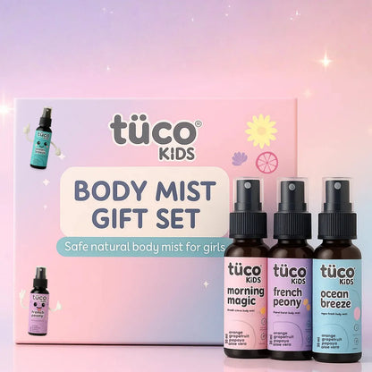 Tuco Kids kids body mist gift set pack of 3 - morning magic, french peony and ocean breeze perfume for kids