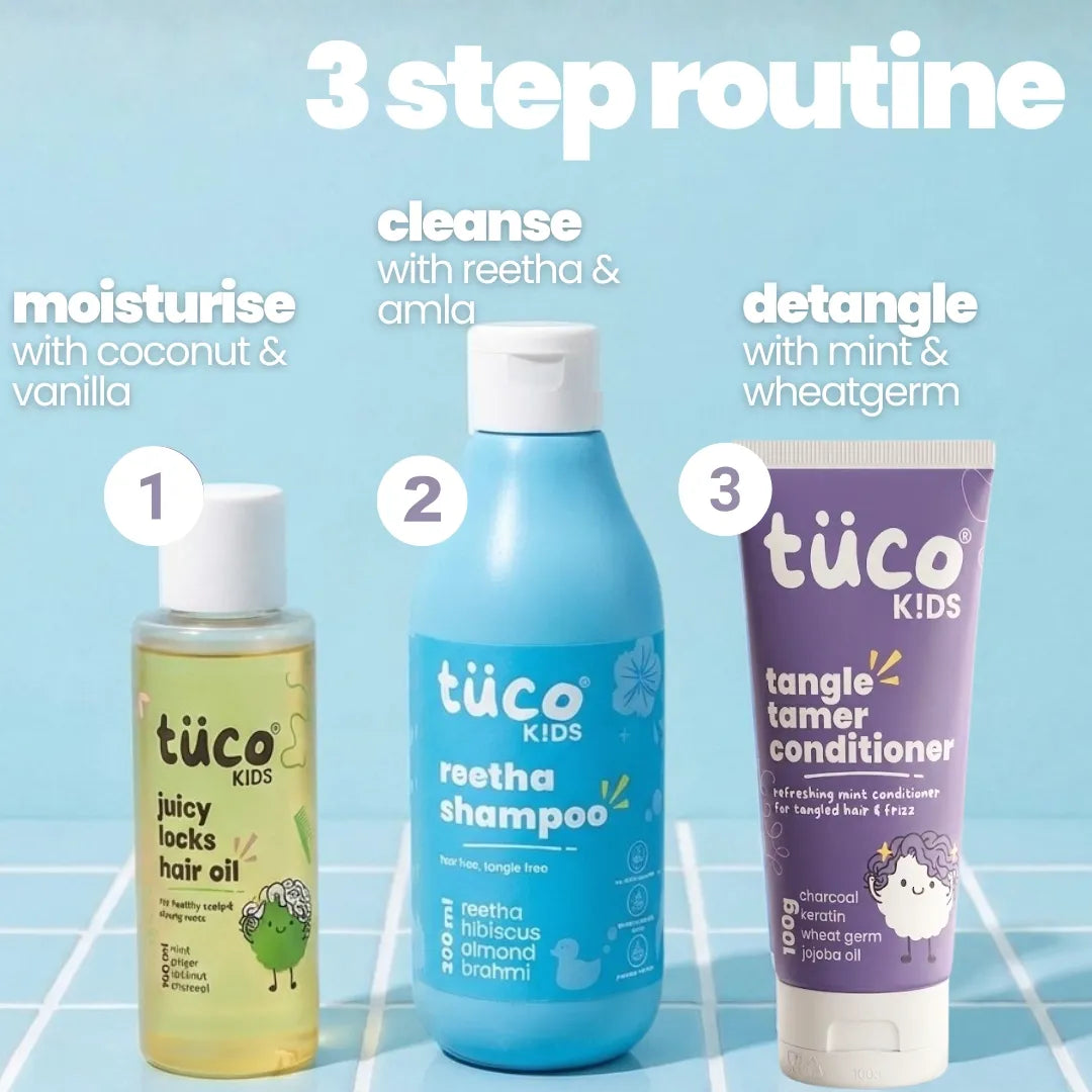 Kids Champi Hair Care Kit — Reetha, Brahmi & Almond Oil for Healthy Hair | Tuco Kids