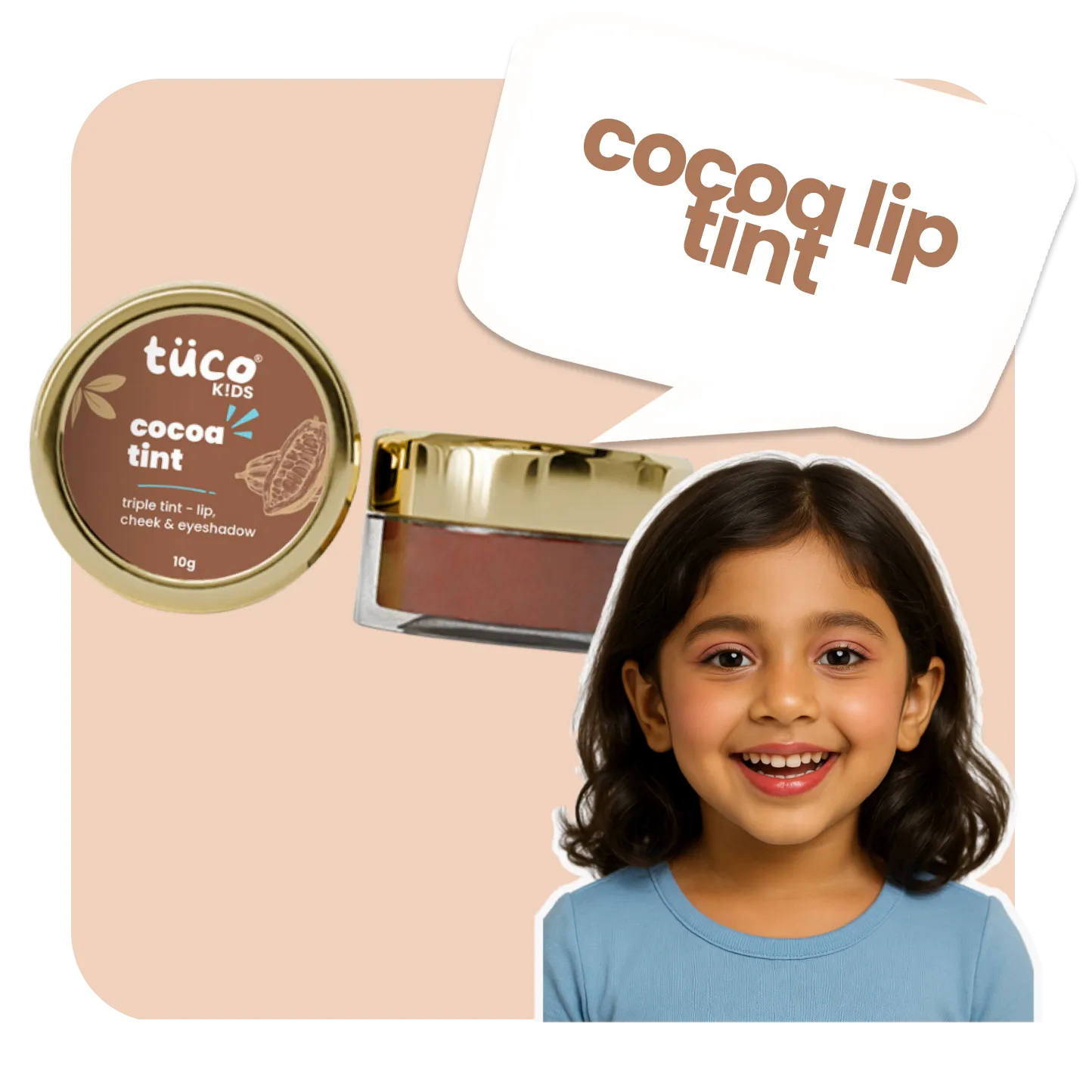 Kids Cocoa Lip, Cheek, Eye Tint: Natural, Safe Makeup for Girls