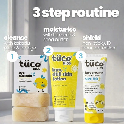 Kids Dull Skin Kit SPF 50 — Safe Natural Ingredients for Glowing Skin | Tuco Kids