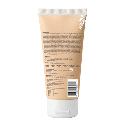 Kumkumadi Body Lotion for Kids — back of pack, ingredients & product details | Tuco Kids