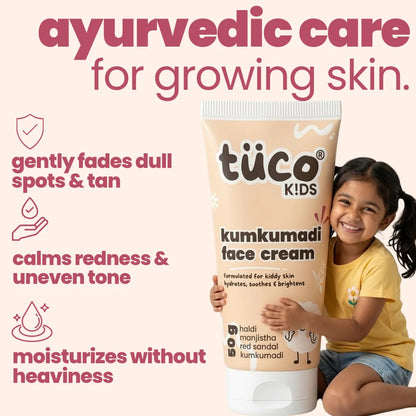 Kumkumadi Face Cream for Kids — Ayurvedic care that calms redness and moisturises without heaviness | Tuco Kids