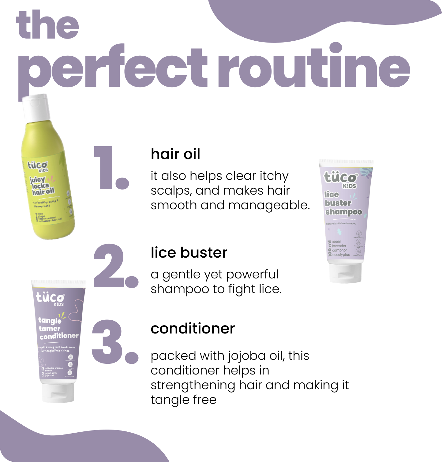 Lice Fighter Combo: Lice Shampoo 100ml + Hair Oil 100ml + Conditioner 100g — before and after results | Tuco Kids