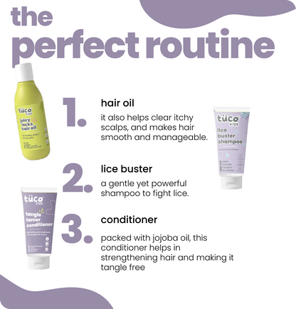 Lice Fighter Combo: Lice Shampoo 100ml + Hair Oil 100ml + Conditioner 100g — before and after results | Tuco Kids