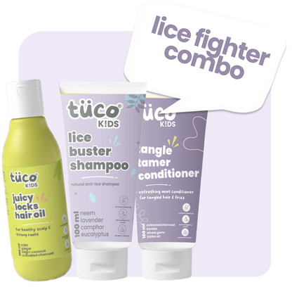 Lice Fighter Combo: Lice Shampoo 100ml + Hair Oil 100ml + Conditioner 100g — natural kids skincare | Tuco Kids