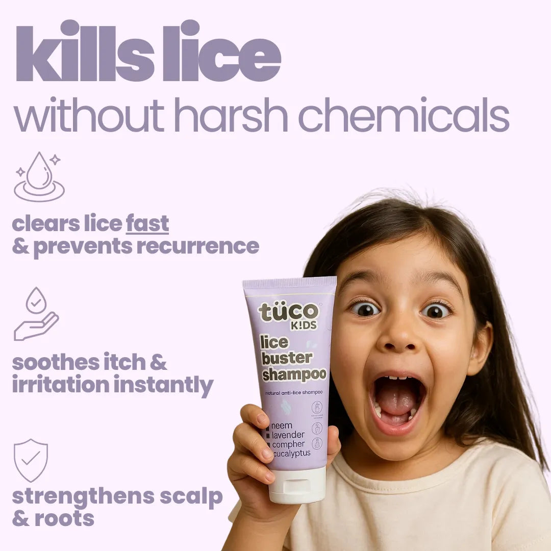 Tuco Kids lice shampoo for kids kills lice without harsh chemicals - clears fast, soothes itch, strengthens scalp