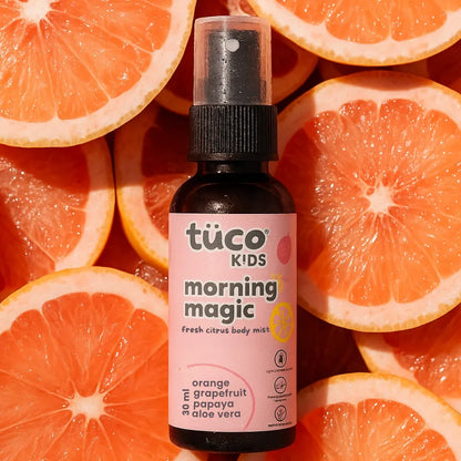 Tuco Kids morning magic fresh citrus kids body mist 30ml - orange, grapefruit, papaya, aloe vera