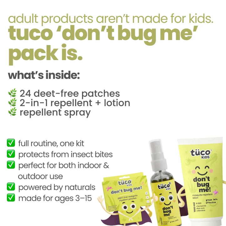 Mosquito Protection Pack (Lotion + Spray + Patches) — key ingredients | Tuco Kids