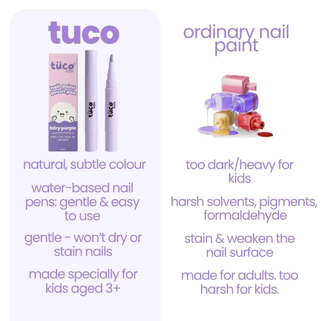 Nail Paint Brush Pen - Fairy Purple — comparison vs ordinary nail paint | Tuco Kids