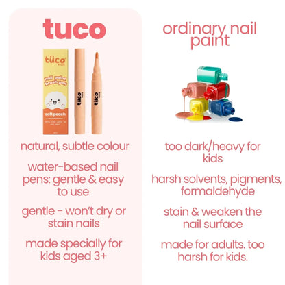 Nail Paint Brush Pen - Soft Peach — comparison vs ordinary nail paint | Tuco Kids
