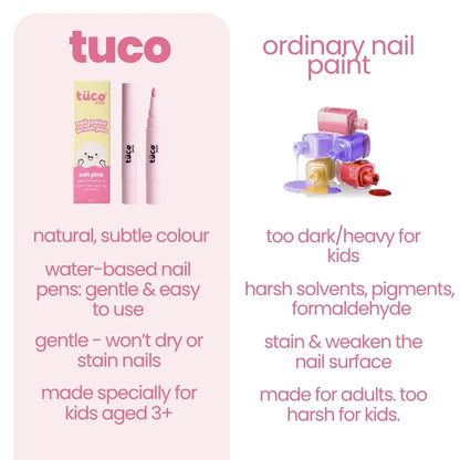 Nail Paint Brush Pen - Soft Pink — comparison vs ordinary nail paint | Tuco Kids