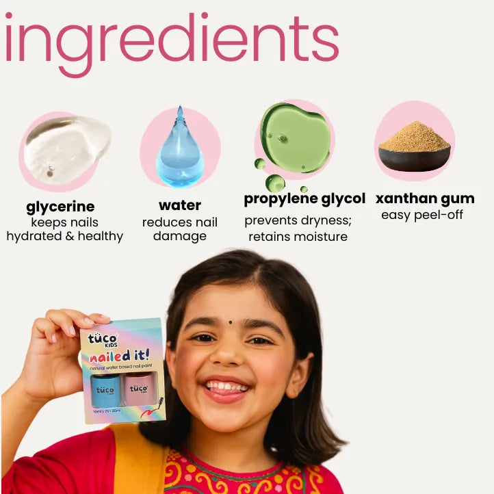Nailed It - Festive Nail Paint (Pack of 2) — before and after results | Tuco Kids