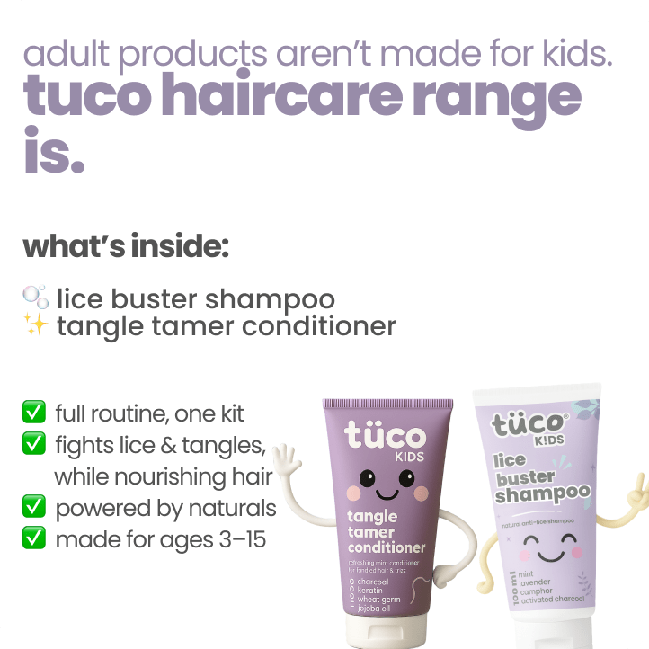 Natural Lice Shampoo + hair conditioner for kids — key ingredients | Tuco Kids