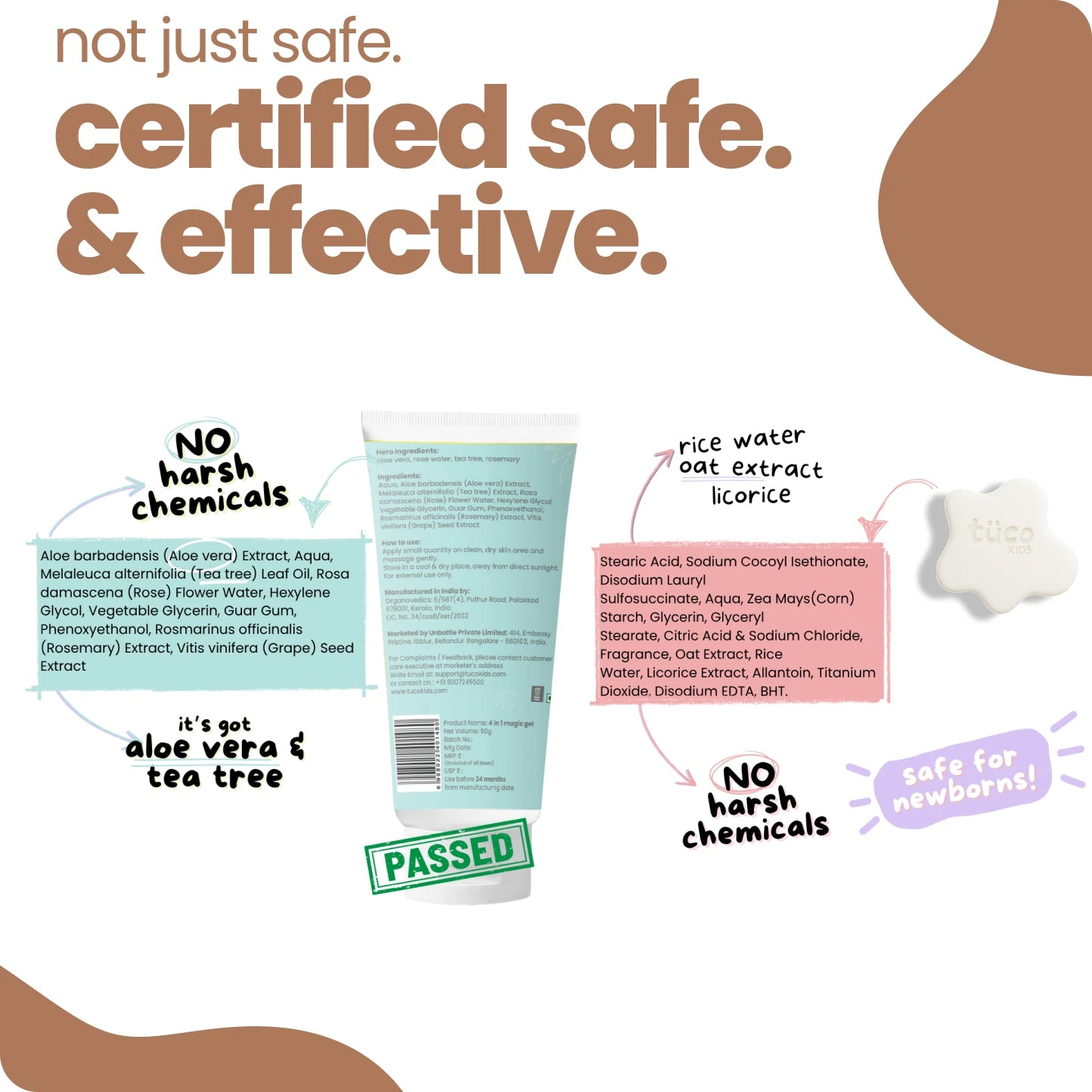 Tuco Kids Oat and Aloe Toddler Kit certified safe and effective - FareLabs and cruelty-free tested, aloe vera tea tree no harsh chemicals, rice water oat extract licorice, safe for newborns