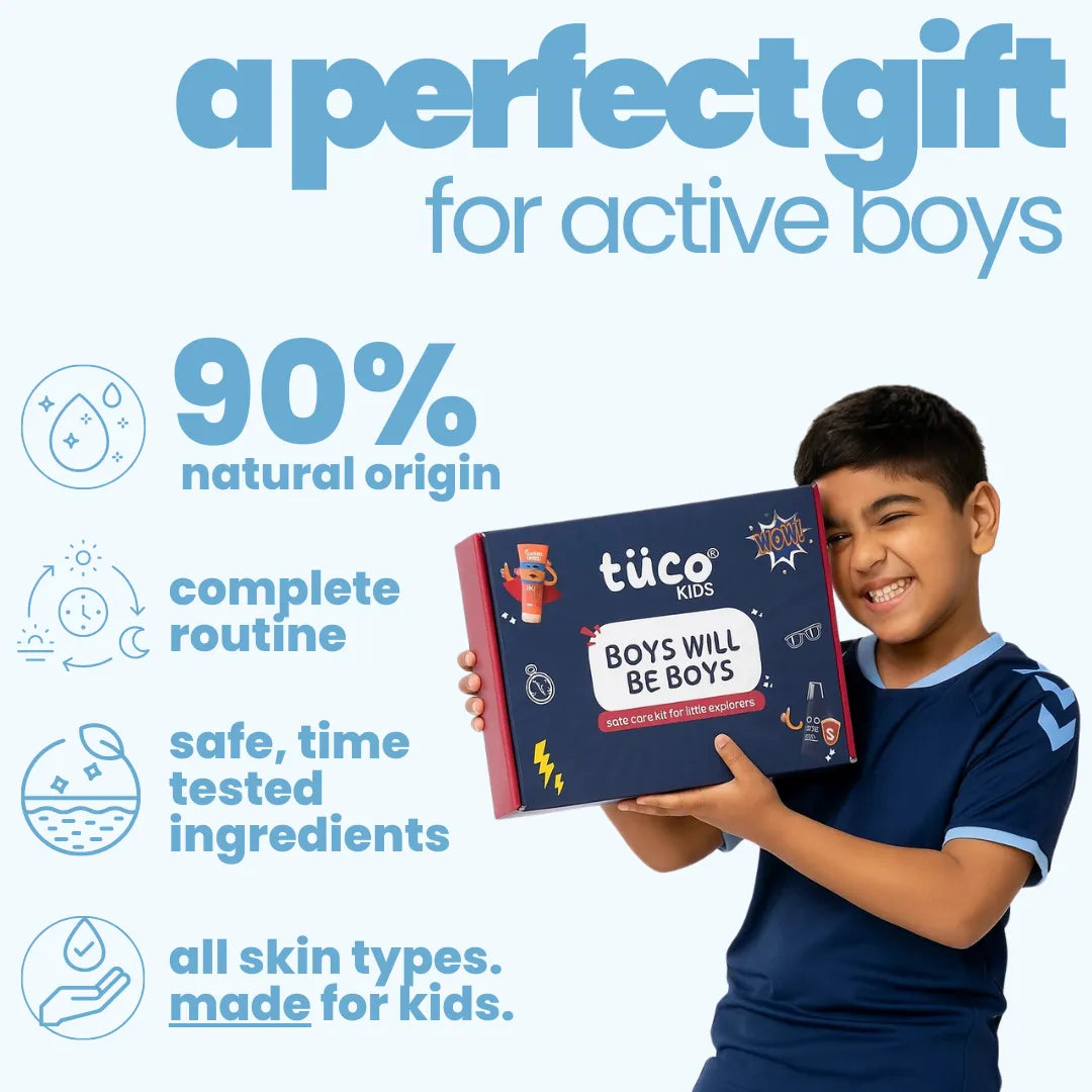 Perfect kids gift set for active boys - Tuco Kids Boys Will Be Boys pack, 90% natural, complete routine