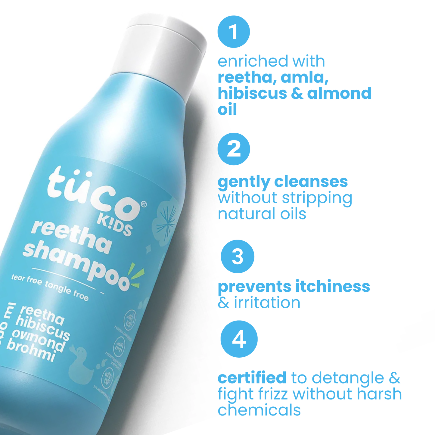 Tuco Kids reetha shampoo for kids - reetha, amla, hibiscus, almond oil, tear-free, tangle-free, certified