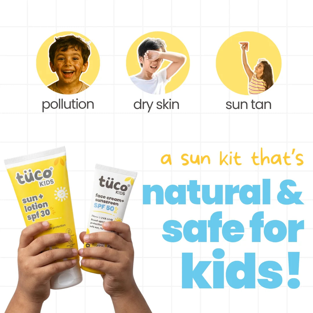 Tuco Kids SPF 50 Saffron Face Cream and Sunscreen Body Lotion combo for kids